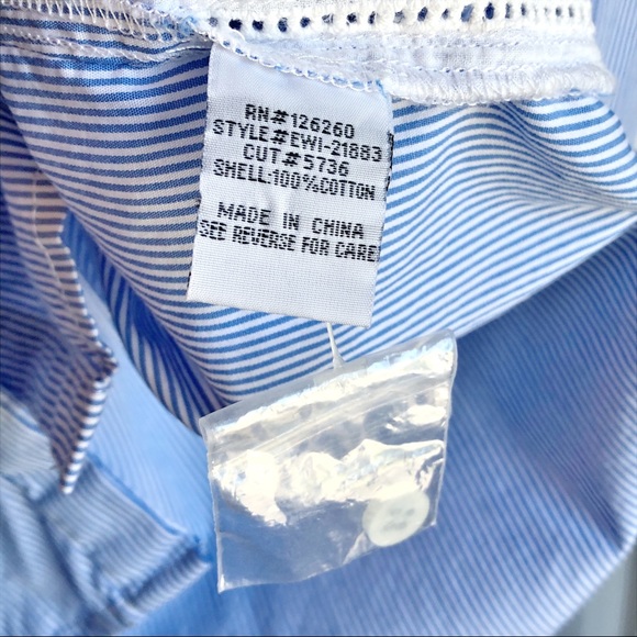 Velvet Heart Blue Stripe Embroidered Blouse w/ Tie Back - Picture 9 of 15